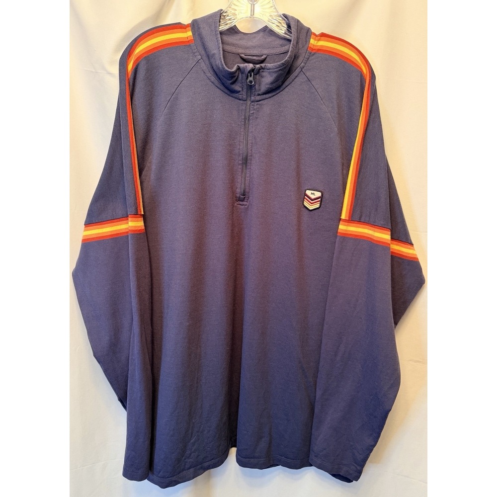 Marine Layer Men's 2XL Archive 1/4 Zip Pullover Navy Blue Stripe Casual Colorful